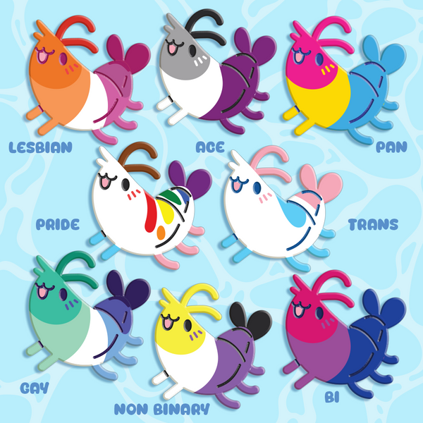 Shrimp Colors Pride Pins