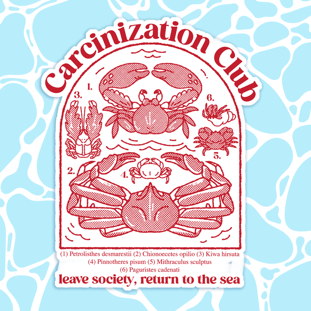 Carcinization Carcinization Club Sticker – Fiveboos