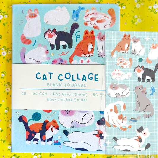 PREORDER Cat Collage Notebook and Sticker Sheet