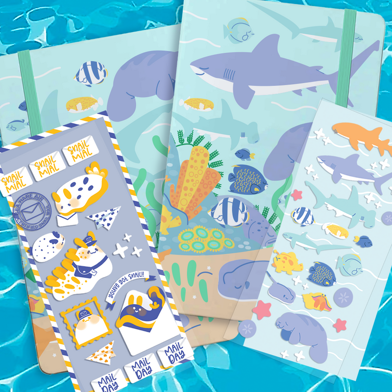 PREORDER Seaside Notebook and Sticker Sheets